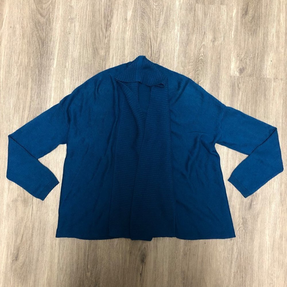 Talbots Cardigan Sweater Women's Size Small Petite Open Front Wool Blend Teal